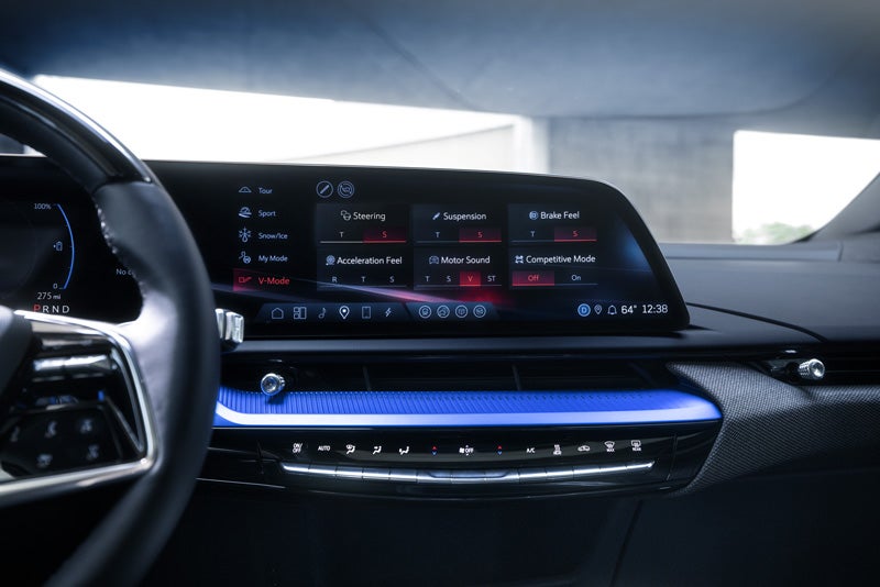 The 2026 OPTIQ-V Display Screen Displaying the V-Mode Settings | Johnson Cadillac in BUDD LAKE NJ