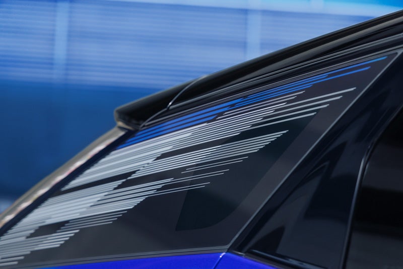 Close-up of the Modern Pattern on the 2026 OPTIQ-V Rear Quarter Glass | Johnson Cadillac in BUDD LAKE NJ